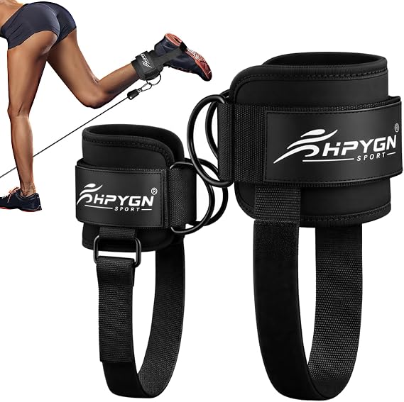 HPYGN Ankle Strap for Cable Machine, Padded Ankle Straps for Cable Machine Kickbacks, Glute Workouts, Leg Extensions, Curls, Booty Hip Abductors Exercise, Adjustable Comfort Ankle Cuff for Gym