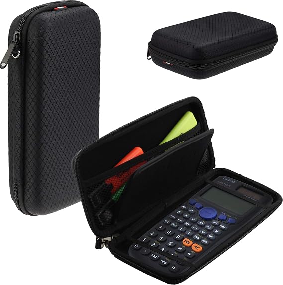 Navitech Black Graphics Calculator Hard Case/Cover with Storage Pouch Compatible with The Casio FX-CG50-S-UH