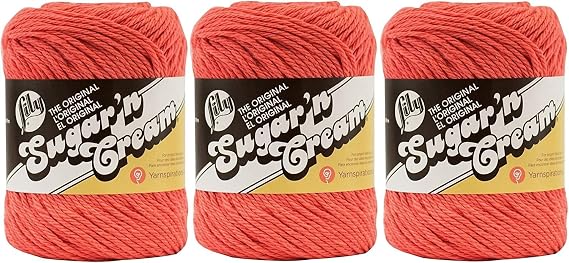 Bulk Buy: Lily Sugar 'n Cream Solids 100% Cotton Yarn (3-Pack) (Tangerine #1699)