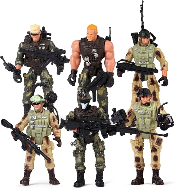 18PCS Militäraktionsfiguren Set Armee Männer Team Spielzeug Militärsoldaten Kampf Bewegliche Action Figuren Spielset mit Militärwaffen Zubehör für Kinder Jungen Mädchen Kleinkind
