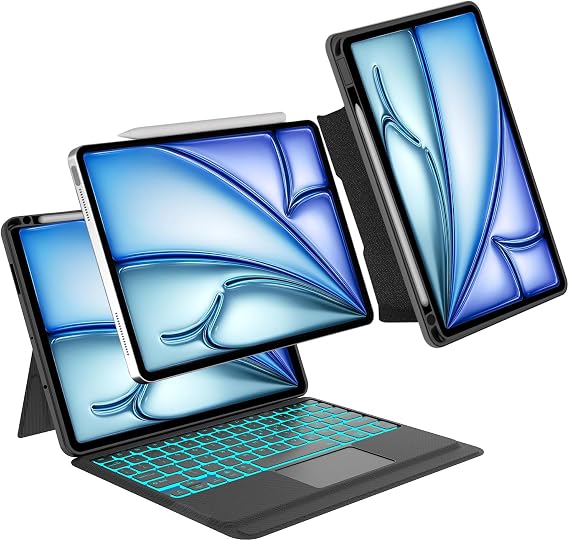 Premium Version "Horizontal/Vertical Both Compatible" iPad Air 13 inch Keyboard M3 2025 M2 2024 iPad Pro 12.9 Keyboard Case iPad Pro 12.9 6th/5th/4th/3rd Generation Keyboard with Touchpad Ultra-thin