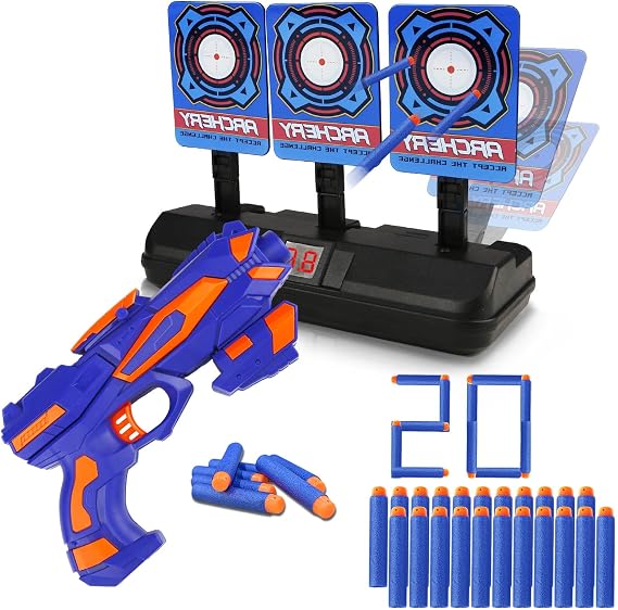 Toy Gun Set with Electronic Digital Shooting Targets, Shooting Games for 6 7 8 9 10+ Year Old Kids, Outdoor Games Cool Toy, Boy Girl Birthday