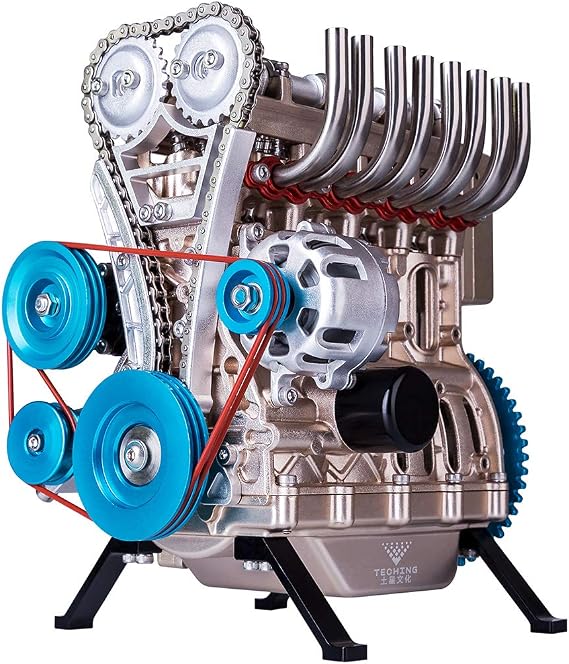 FunXylophy Mini V4 Engine Model kit That Runs, All-Metal Assemble Inline Four-Cylinder Engine Model, DIY Car Engine Model 325+Pcs Educational Experiment Kit