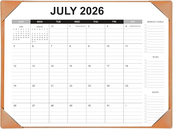 Desk Calendar 2026-2027 with Desk Mat 22" x 17" Large Desk Pad Calendar Runs from July 2026 to December 2027, Office Supplies Desktop Monthly Calendar for Home & Office