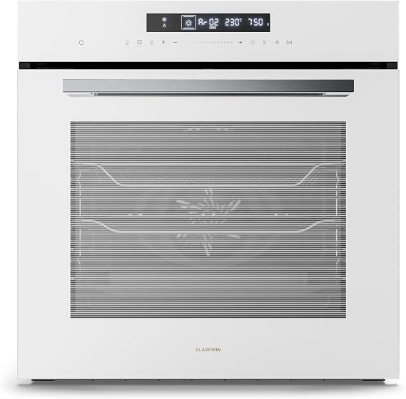 Klarstein Airjet Built In Oven - 72L Electric Oven with Airfryer Mode, 13 Cooking Functions, Touch Control, Enamel Interior, A++ Energy, Triple Glazed, Integrated Single Oven, White