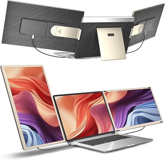 Laptop Screen Extender,15.6" Portable Monitor, FHD 1080P Ultra-Slim Travel Monitor with Speakers, Triple Display Extension, Compatible with 13-17.3" Laptops