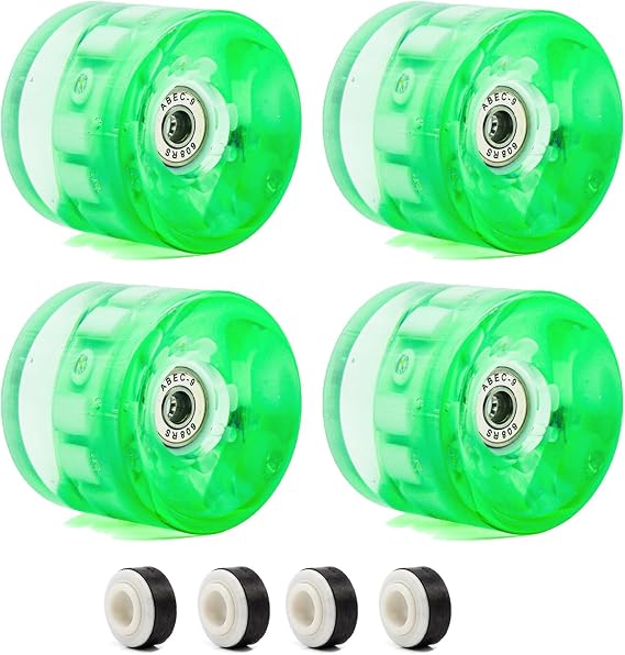 65mm Skateboard Wheels 78A Longboard Wheels Skateboard Wheels and Bearings Set Cruiser Wheels Light up Skate Wheel Polyurethane PU 4pcs