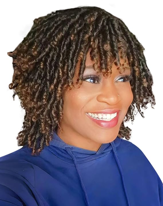 12" Afro Curly Braided Synthetic Dreadlock Wig for Black Women/Men #1B/30