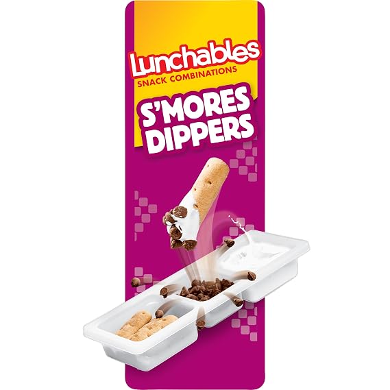 Lunchables S'mores Dippers Snack Pack with Honey Graham Sticks (Milk Chocolate Chips & Marshmallow Creme, 12 ct Pack, 2.3 oz Trays)