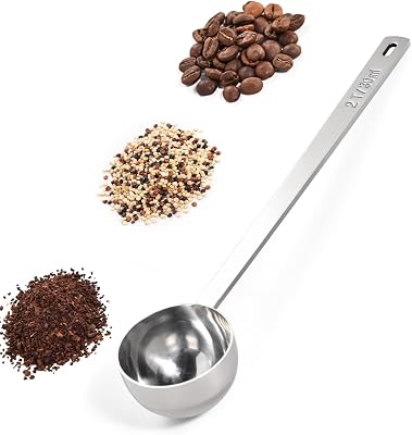 188 Stainless Steel Coffee Scoop, Doosu Food-Grade Metal Measuring Spoon with 6.9in Long Handle, Tablespoon Scooper for Coffee Beans, Ground Coffee, Espresso, Protein Powders, Tea, Sugar 2 Tbsp