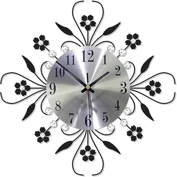 Wall Clock Modern Wall Clocks 3D Luxury Flower Wall Clock Non-Ticking Silent Metal Modern Art Home Decor Silent Wall Clocks.