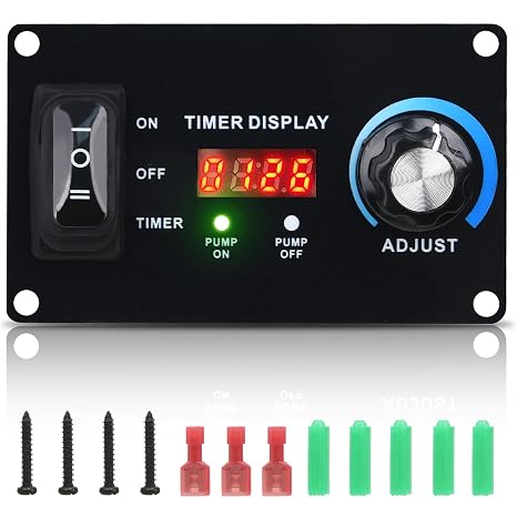Briidea 12V Smart Livewell Aerator Timer with LED Screen, Auto/Manual Modes, Waterproof Corrosion-Resistant Metal Panel, Precise Oxygen Control in Fishing Boats & Bait Tanks