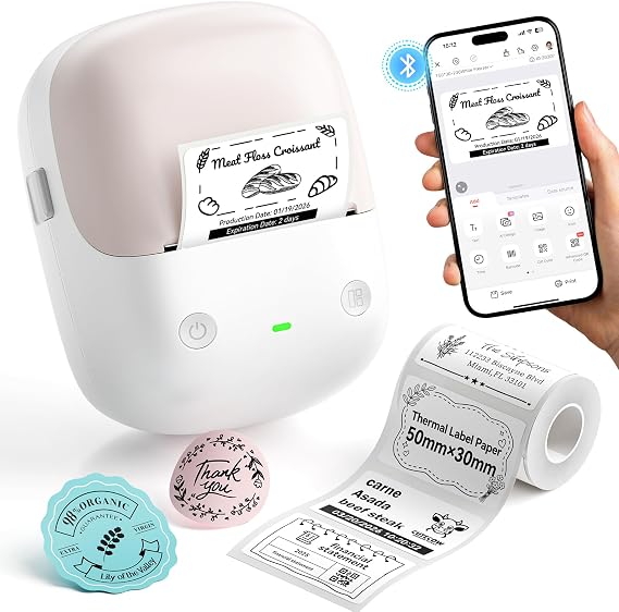 NIIMBOT B2 Label Maker Machine with Tape for Home Office, Pink