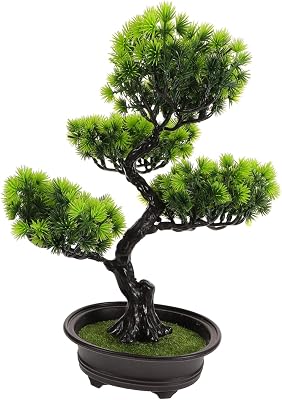 Realistic Artificial Bonsai Tree Simulated Pine Potted Plant for Desk Fake Plants for Home Decor Indoor