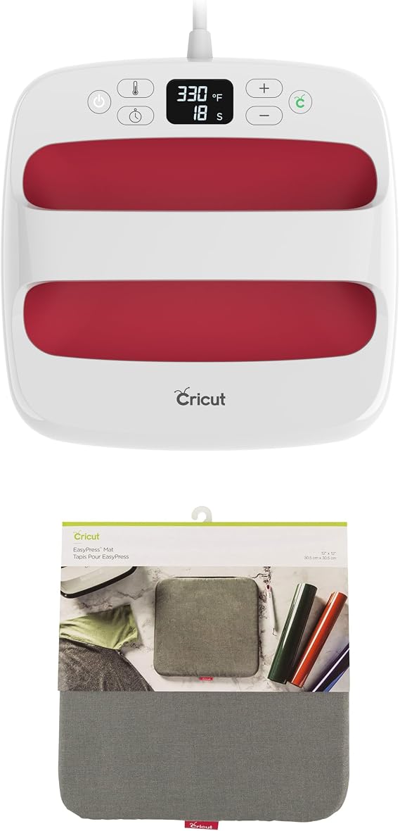 Cricut EasyPress 2 Heat Press (9"x9") with Heat Press Mat (12"x12")