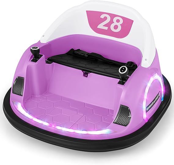 HONEY JOY 12V Baby Bumper Car, Bumper Car for Toddlers 18 Months, Ride On Toy Car with Remote Control, 360 Degree Spin, Music, Bright LED Lights, Electric Bumping Car for Kids Boys Girls (Pink)