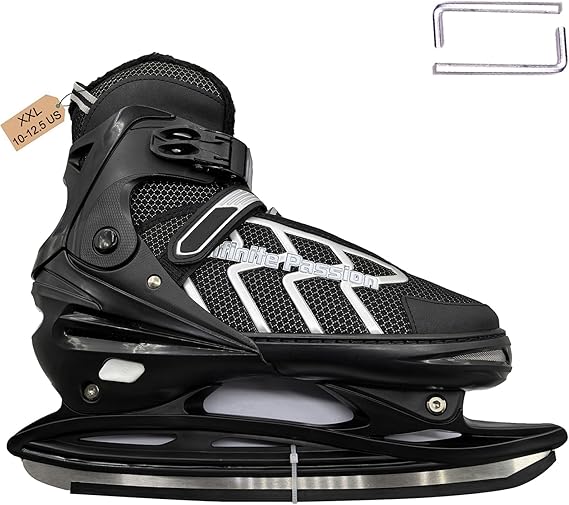 XX-Large (10-12.5 US) Mens Ice Skates, Adults Youth Adjustable Ice Skate, Warm and Breathable Ice Hockey Skates with Quick Lacing System & Push-Lock Buckle for Secure Hold