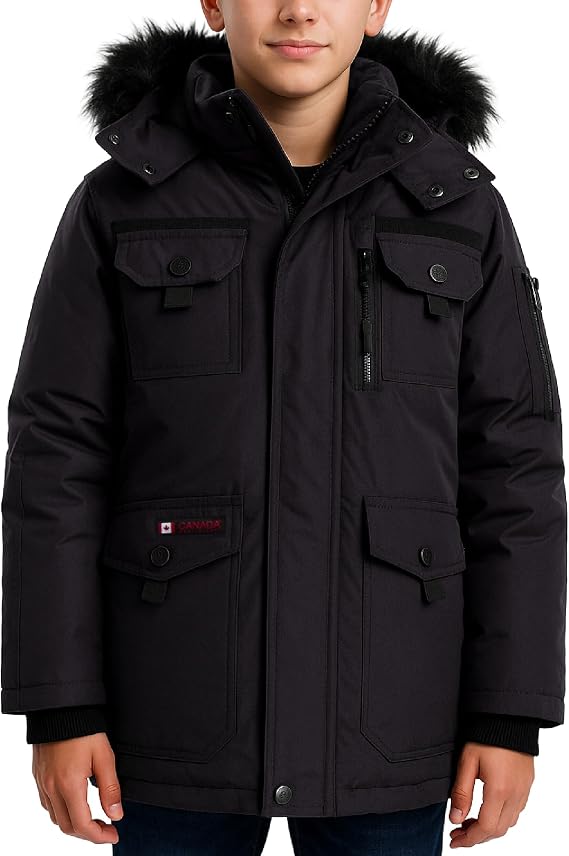 CANADA WEATHER GEAR Boy Winter Coat - Heavyweight Water and Wind Resistant Boys Winter Parka Jacket Ski Insulated Outerwear