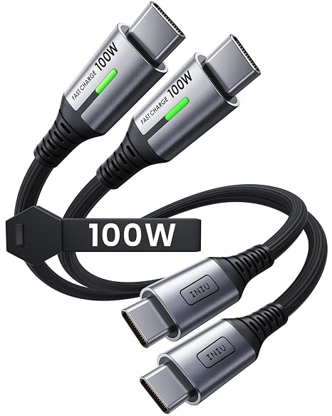 INIU USB C Cable, [1ft+1ft] 100W PD Fast Charging USB C to USB C Cable