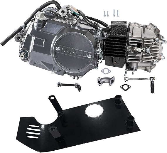 Pit Dirt Bike 125cc Engine Kit with Bottom Bash Plate, 428 15 Tooth Sprocket Motor for Mini Bike ATV 110cc 125cc Frame