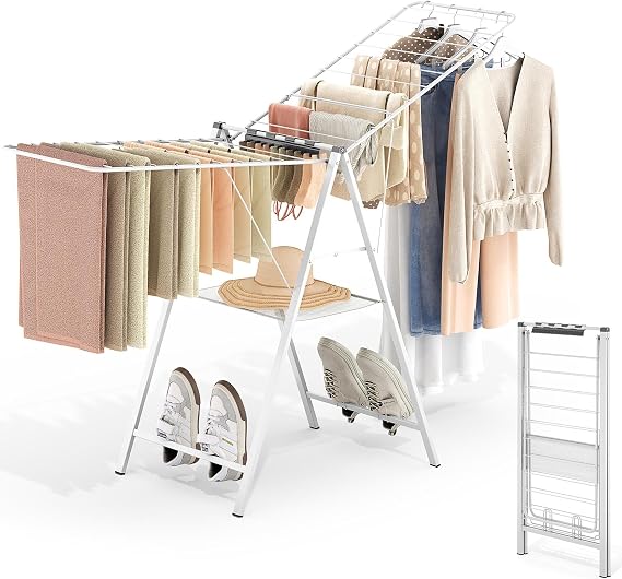 SYKIARIOL Height Adjustable Clothes Airer, Portable Drying Rack