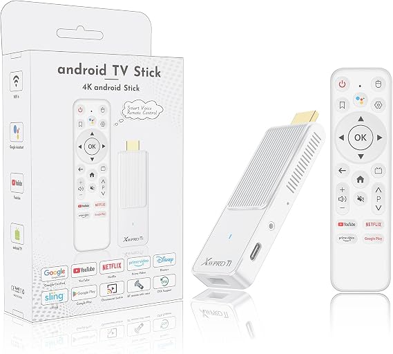 Android TV Stick 14.0, Ultra 4K HD Android Box Smart TV Stick with Voice Remote Control 2GB RAM 16GB ROM RK3518 Chip Dual WiFi 6 2.4&5.8 Bluetooth 5.0 HDR10 Support Video and Audio White 2026 NEW