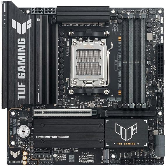 ASUS TUF GAMING B850M-PLUS II AMD B850 AM5 DDR5 8000 DP HDMI 3x M2 USB3.2 Gen 2x2 AURA RGB 2.5Gbit LAN MATX 14+2+1 Power Stages, 1xGen5 M.2, Ready for Advanced AI PC