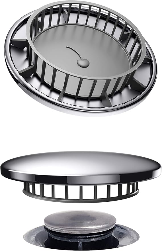 Tub Flo Stainless Steel Shower Drain Hair Catcher, Hair Stopper for Bathtub and Sink, Easy-Install Drain Filter, Fit for 0.75'' x 2.64" Sink Hole