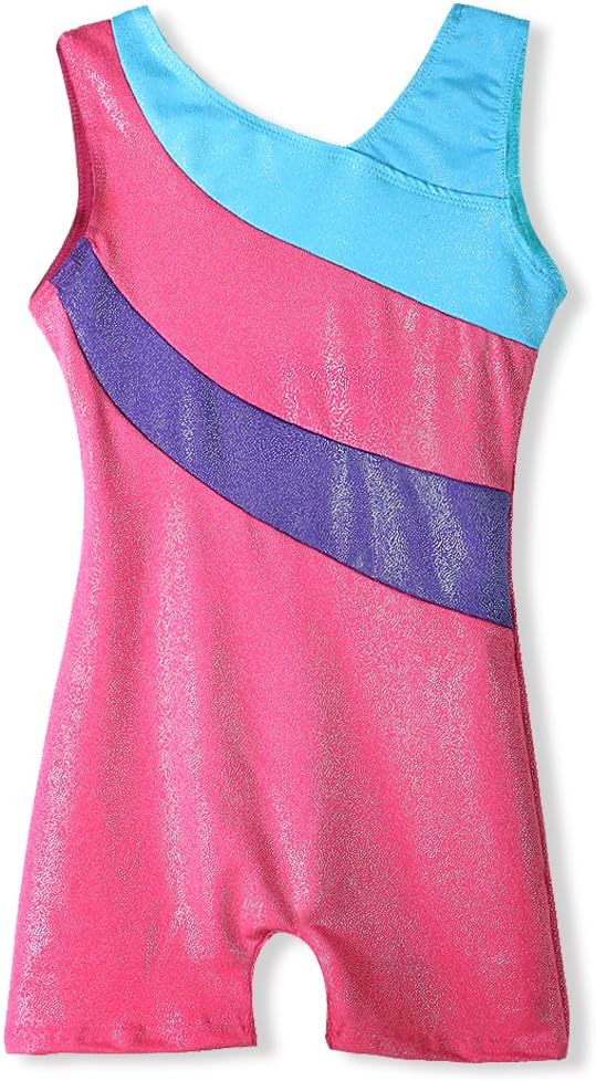 HOZIY Leotards for Girls Gymnastics Kids Children Biketard Snowflake Ribbon Blue Purple Hot Pink Sparkle