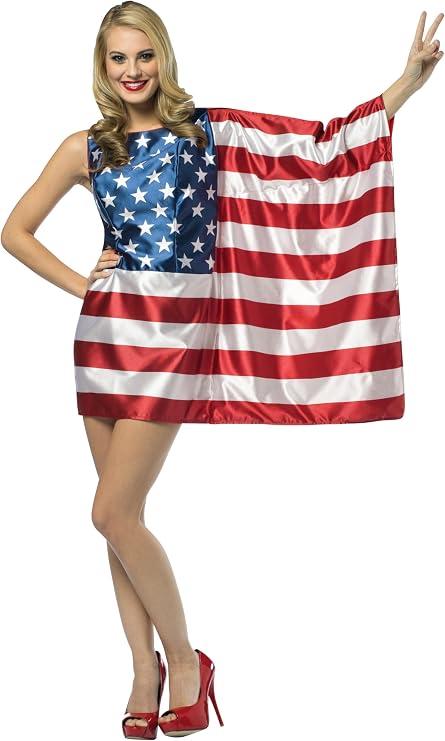 Rasta Imposta Women's Flag Usa Dress Costume, Red, White, Blue, Womens US Size 4-10