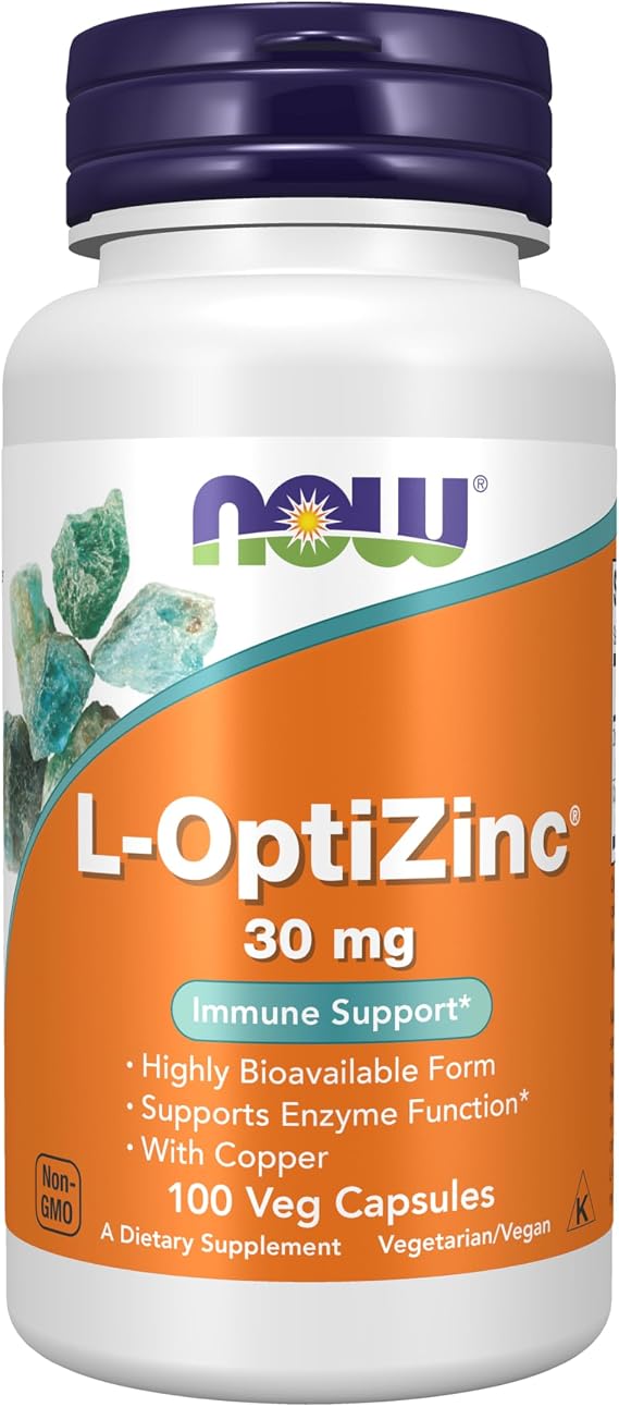 NOW Supplements, L-OptiZinc 30 mg with Copper, 100 Veg Caps
