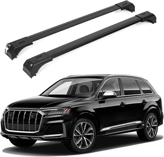 ERKUL 220lbs Roof Rack Cross Bars for Audi Q7 2016-2026 | Aluminum Crossbars with Anti Theft Lock for Rooftop | Compatible with Fixed Points Roofs - Black
