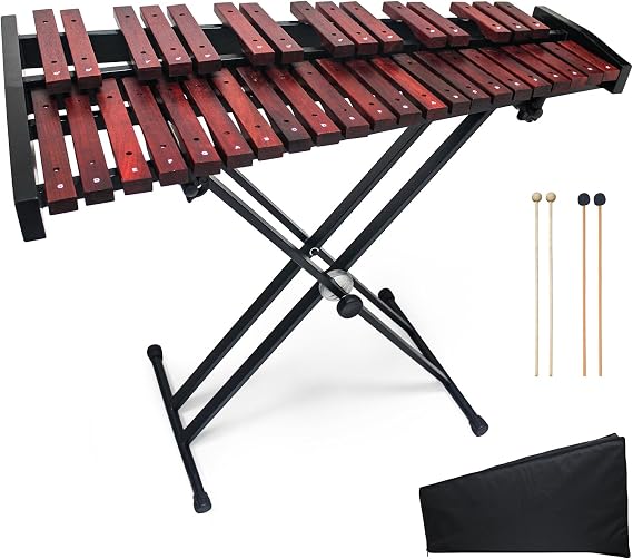 37Note Glockenspiel Xylophone for Adults, Professional Wooden Glockenspiel with Mallet and Adjustable Stand Xylophone Bell Kit for Adults | Chromatic Hardwood;Foldable Lightweight;Multi-Level Use;Easy Assembly