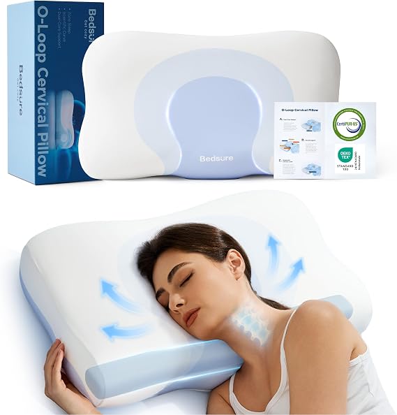 Bedsure Cervical Neck Pillow - Ergonomic Orthopedic Memory Foam Pillows