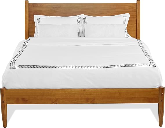 Camaflexi Mid-Century Panel Bed - Queen Size - Castanho Finish