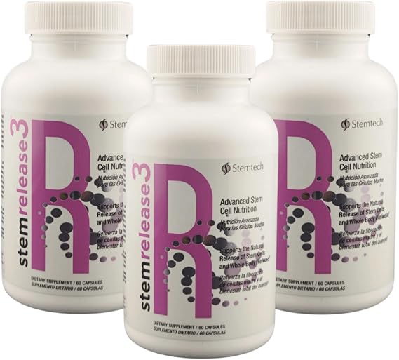 Stemrelease3TM Cutting-Edge Stem Cell Nutrition for Natural Renewal and Youthful Vitality, Exclusive Blend for Enhanced Telomere Health 60 Capsules (3 Pack)