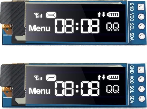 Frienda 2 Pieces I2C OLED Display Module, 0.91 Inch I2C OLED Screen Driver, Compatible with Arduino, Power-Saving, Self-Illuminating, 3.3V - 5V(White Light)