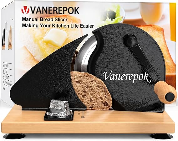 vanerepok Manual Bread Slicer Adjustable Thickness for Homemade Sourdough
