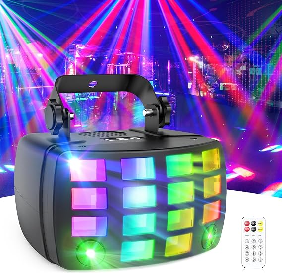 LED Stage Lighting Party Light DMX512 2-in-1 RGB Disco Light Disco Light Party Lights Music Controlled with Remote Control Derby Light DJ Disco Lights for Party Club Bar Home Christmas Halloween [Energy Class E]
