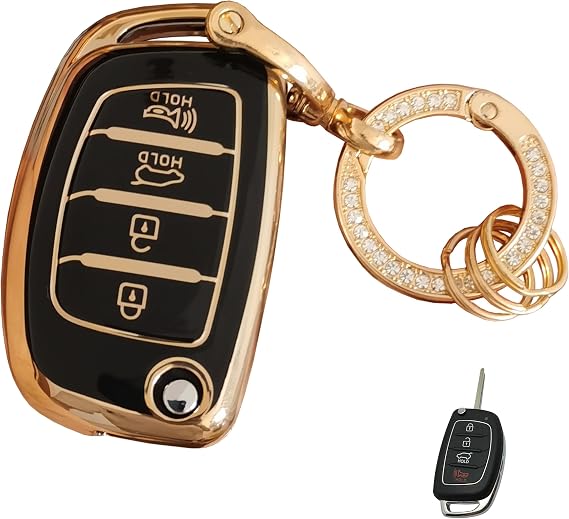 for Hyundai Key Fob Cover Smart Key Fob Shell with Keychain Fit for Hyundai Santa Fe Sport Sonata Tucson
