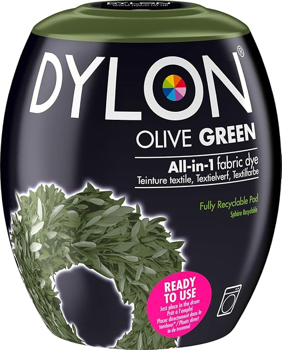 DYLON Washing Machine Fabric Dye Pod for Clothes & Soft Furnishings, 350g – Olive Green