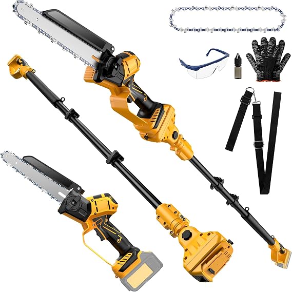 2-IN-1 Cordless 8 Inch Pole Saw & Mini Chainsaw For DE Walt 20V MAX Battery