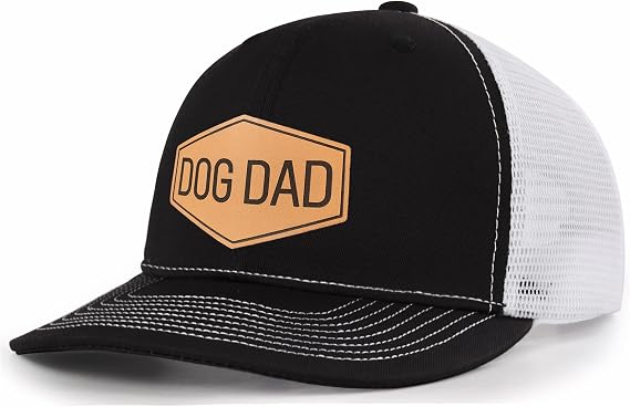 Dog Dad Hat for Dog Lover Mom Adjustable Lether Patch Trucker Hat Gift for Fathers Day Birthday Mens Baseball Cap