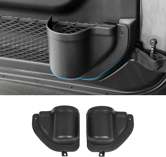 for JL Front Door Side Insert Storage Box Fit for 2018-2025 Jeep Wrangler JL JLU 2/4-Door, Door Organizer Pockets Cup Holders Interior Storage Expansion Accessories