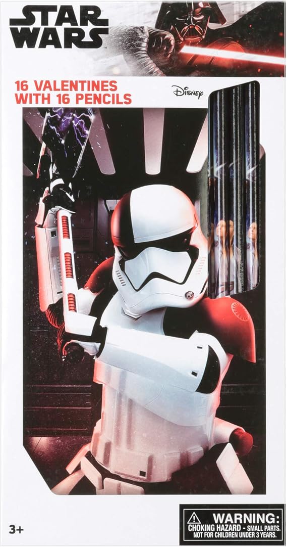 Paper Magic Group Star Wars Disney Valentine's Day Cards and Pencils for Kids, 32 Count
