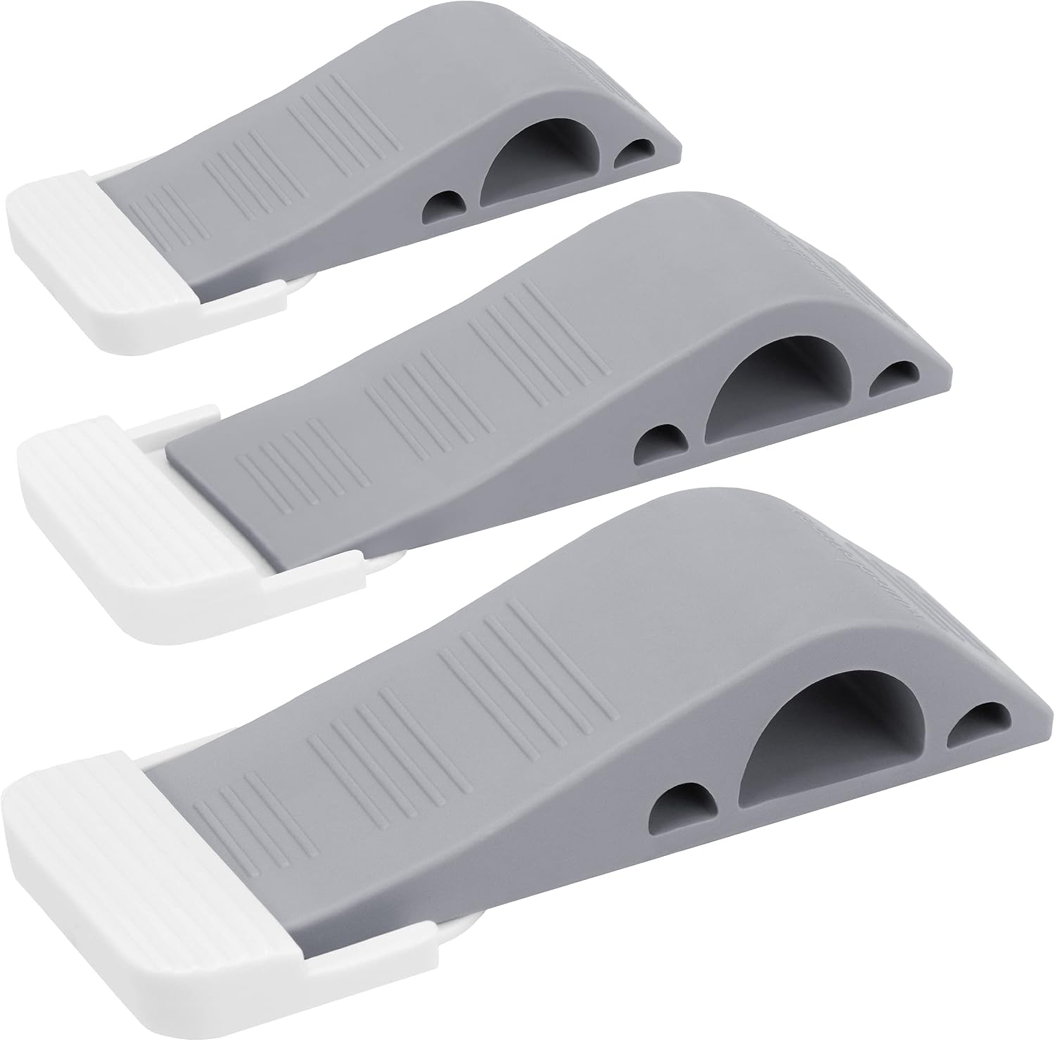 Wundermax Door Stops - Pack of 3 Rubber Security Wedge for Bottom of Door on Carpet, Concrete, Tile, Linoleum & Wood - Heavy Duty Door Stoppers - Gray