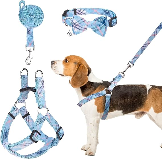 BINGPET No Pull Dog Harness Leash Collar Set,Adjustable Step-in Vest,Small