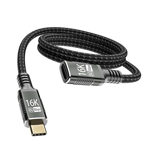 usbc Extension Cable Compatible with Thunderbolt 5 Extender 80Gbps Data Transfer, USB c Male to USB c Female Cable, 8K/16K Display/PD 240W, for Thunderbolt 4/3/USB 5/4/SSD eGPU 1M/3.3FT