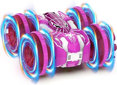 Waterproof Remote Control Car,4WD Land & Water 2.4 GHz RC Car Remote Control Boat,360Rotation RC Stunt with LED Lights,Boys Girls Gifts All Terrain Water Beach Pool Toy Pink