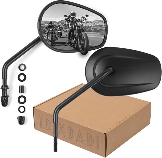 Black Sportster Mirrors for Road King Street Electra Glide Dyna Softail Road Glide Motorcycle Rearview 1982-2019 2020 2021 2022 2023, LD-023
